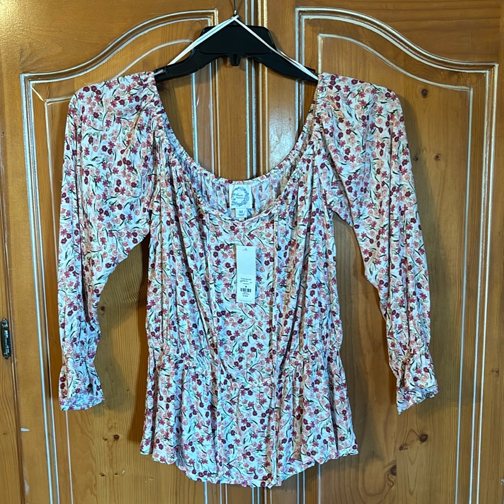 Blue Rain Floral medium blouse